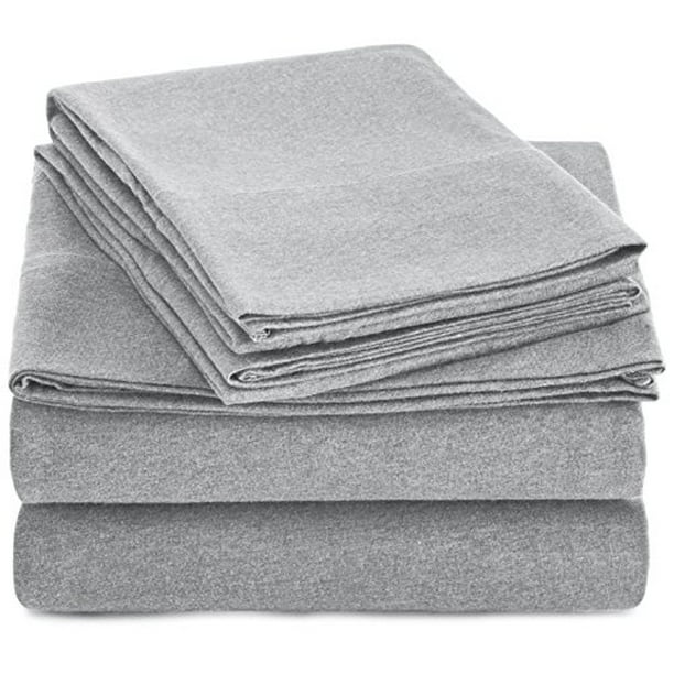 Basics Heather Cotton Jersey Bed Sheet Set Dark Grey Full